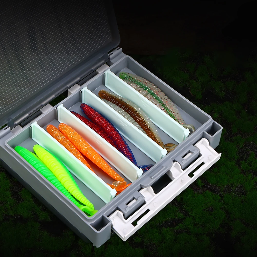 Double Sided Fishing Lure Jig Head Box Organizer Fishing Bait Storage Case with Adjustable Dividers Fishing Lure Box