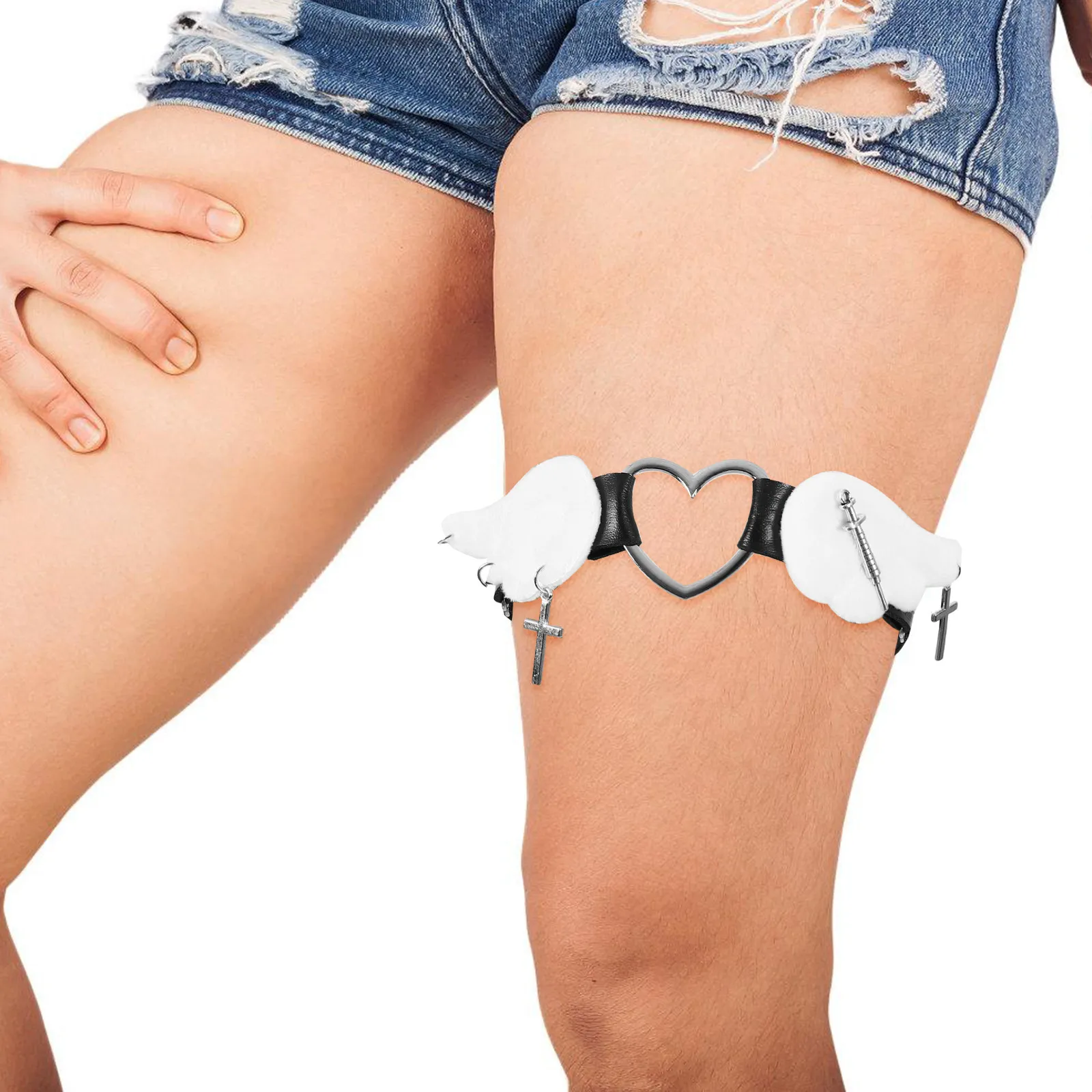 Punk Style Adjustable Leg Garters for Women PU Leg Decoration Belt for Festival Cosplay Party Halloween Stage