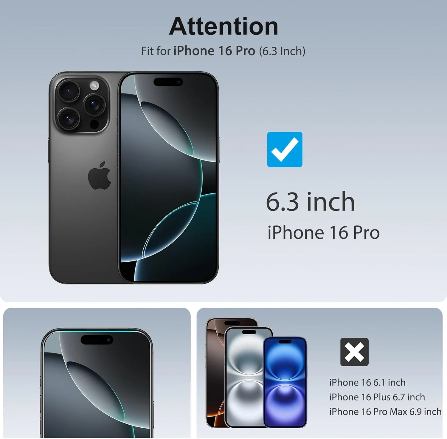 

For iphone 16 pro tempered Glass protective film, scratch resistant and bubble free 6.3 inch 9H hardness glass Film