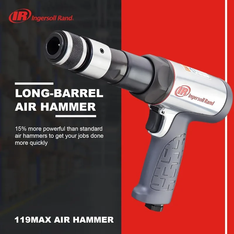 Ingersoll Rand 119MAX Vibration Reduced Long Barrel Air Hammer, 2530 BPM, 3-1/2