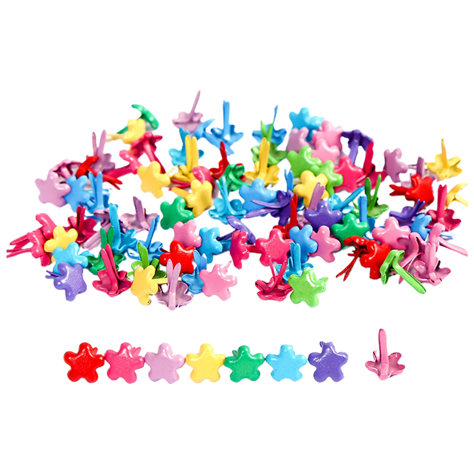 Attaches en alliage pour bricolage, mini épingle fendue colorée, fleur ronde, coeur, estampage pour papier, artisanat décoratif, bureau à domicile, 100 pièces