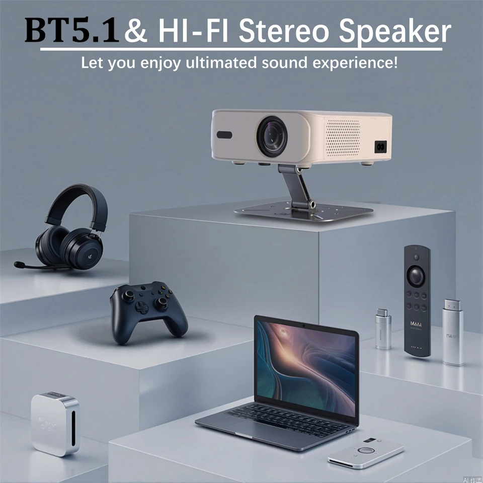 New Household Portable Projector 350 ANSI Movie Daylight Projector Android 11.0 Smart Projector 4K Decoding Auto Focus Projector