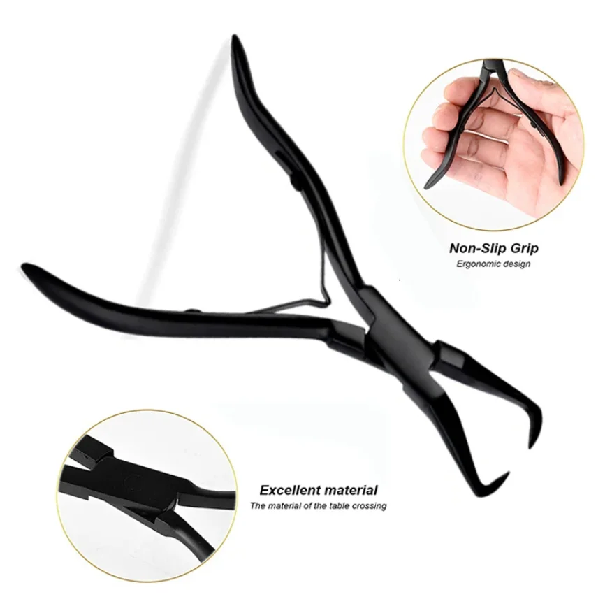 1 /2PCS 5.5 inch Silver Stainless Steel Clamp Hair Extension Plier with Two Hook Keratin Hair Extensions Removal Tools