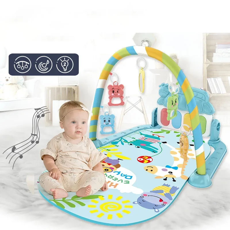 

Hot selling baby multifunctional fitness rack stand Music pedal toys 0-36 months newborn baby piano game equipment climbing mat