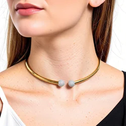 gold,silver color polished stainless steel flexible choker necklace feshion collar torque woman jewelry
