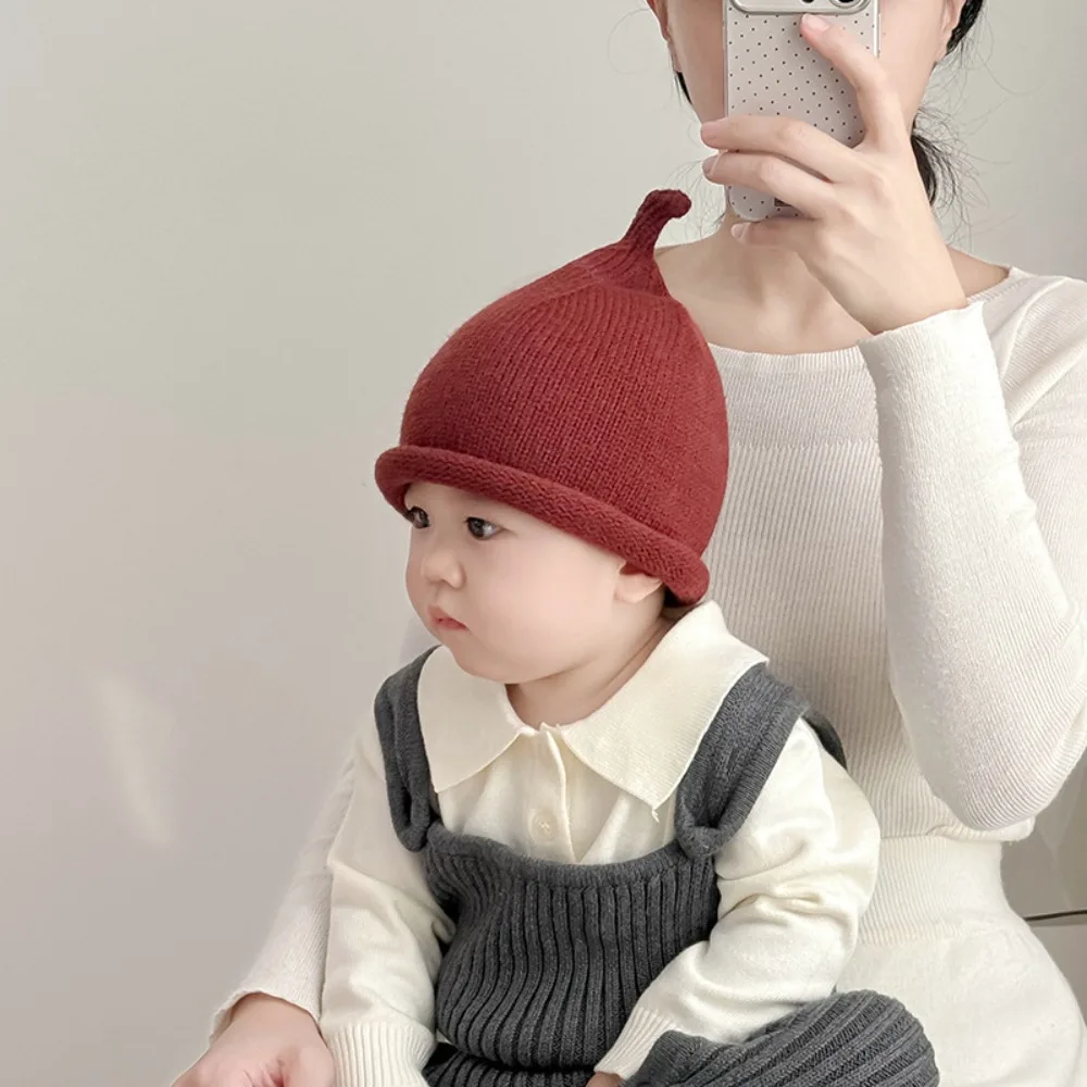 

Fashion Solid Color Kids Winter Hats Knitted Thick Crochet Bonnet Baby Photography Props Winter Warm Children Beanies Cap