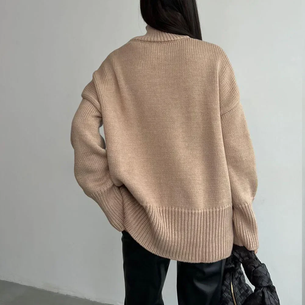 Semi-turtleneck Sweater  Fall Winter Women's Commuter Solid Color High Neck Knit Pullover Sweater Winter Clothes Women