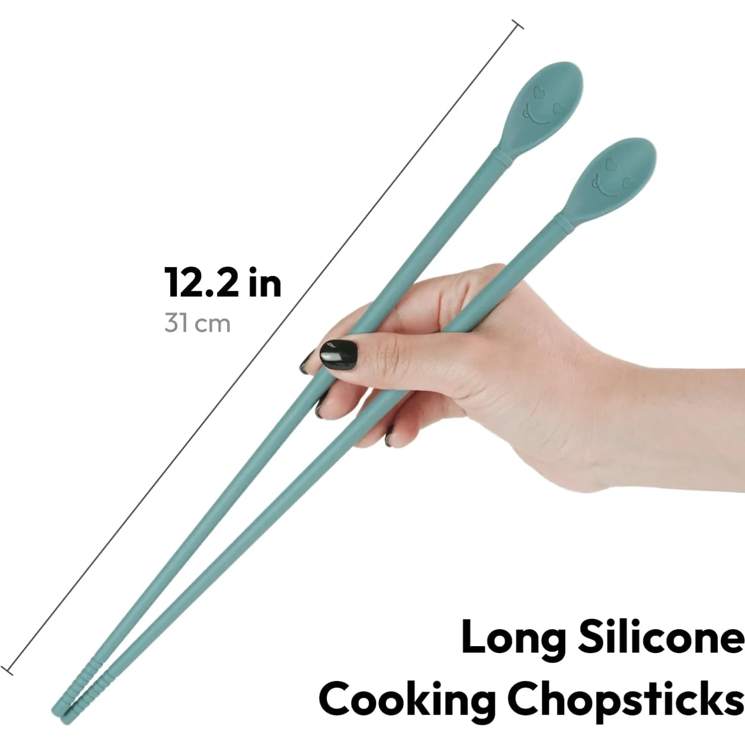 Silicone Cooking Chopsticks, Long Reusable Heat Resistant Non-Scratch Cookware Gentle 1 Pair Grey