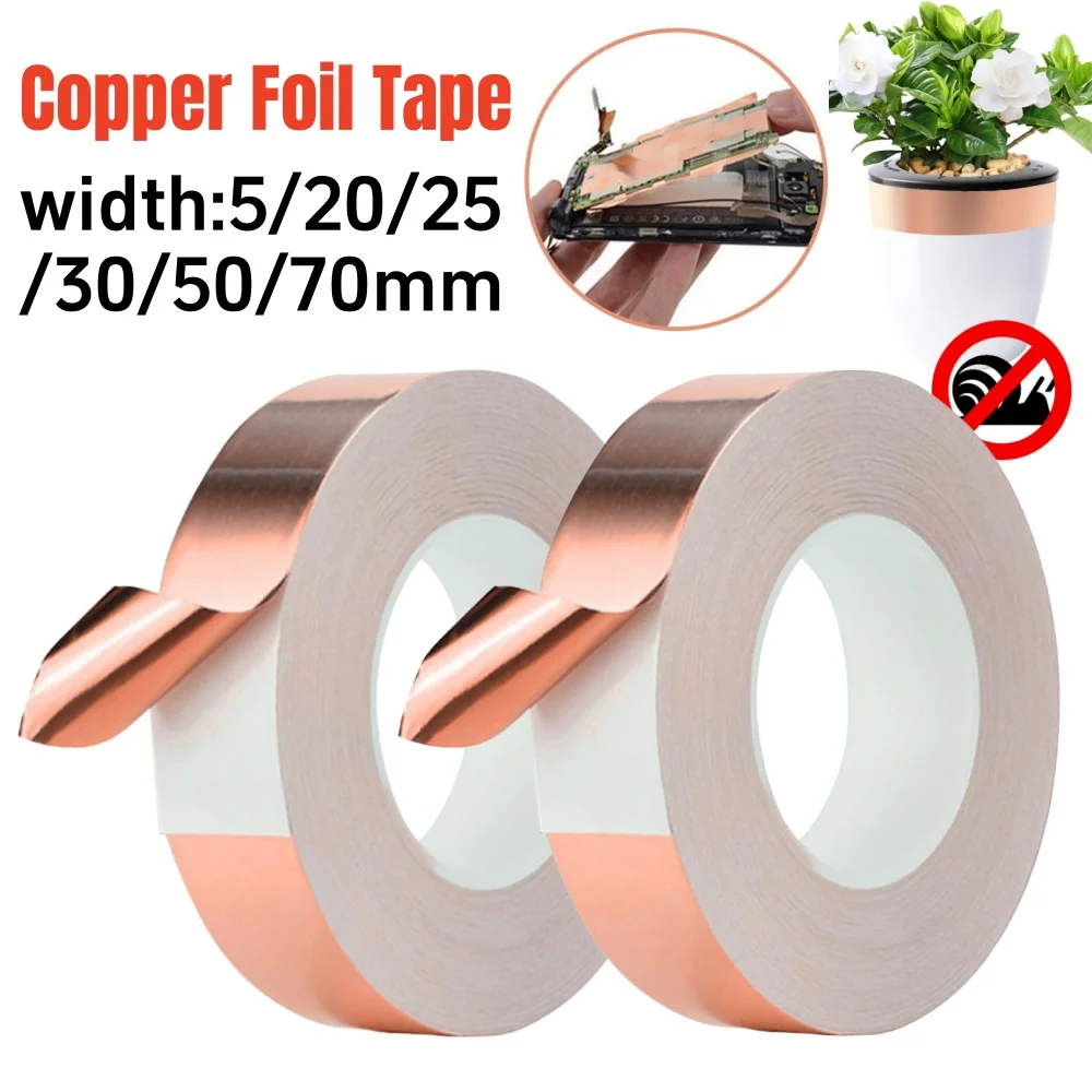 Copper Tape Snail Adhesive Anti Snails EMI Shielding Tape Copper Foil Tape for Conductive DIY Circuit Electrical Repair Tapes