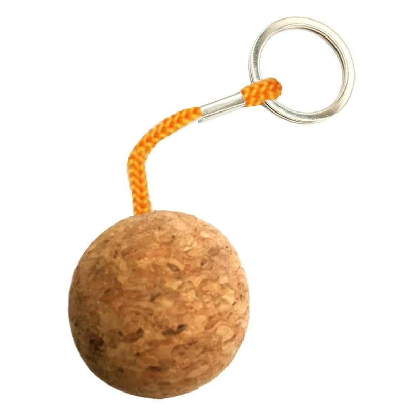 Floating Cork Ball Keyrings, 35mm Float Key Rings Lightweight Key Float Water Sport Keychain for Surfing Diving Fishing