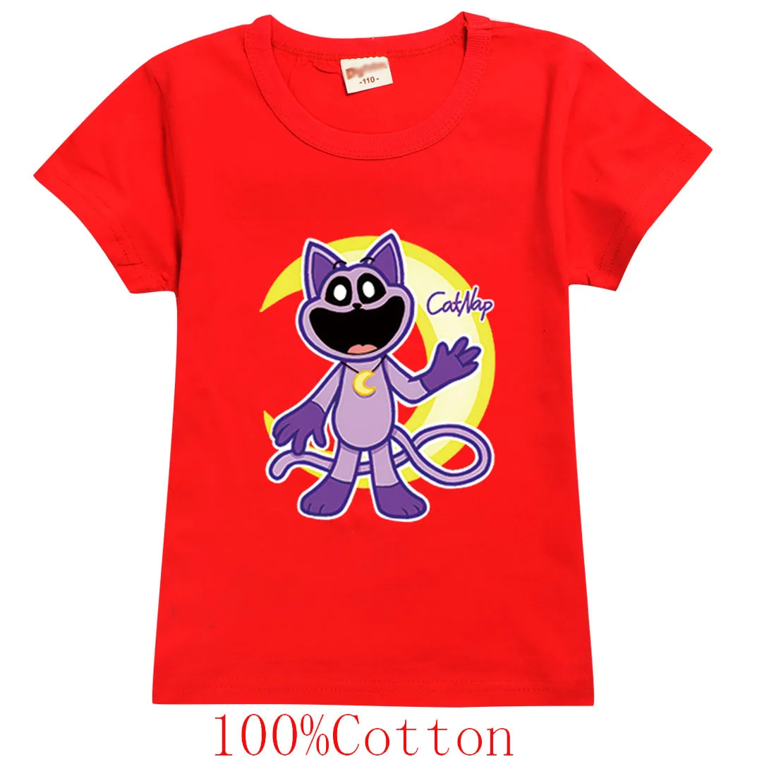 Kid Clothes Cartoon Smiling Critters catnap Tshirt Boys Girls Summer Short Sleeve Cotton T-shirt O-neck Tops Children Casual Tee