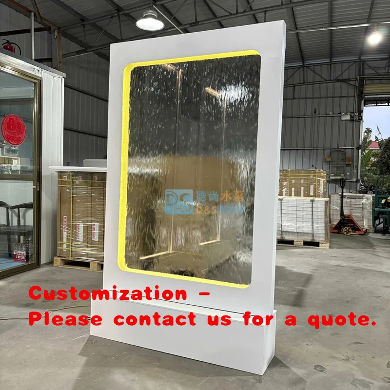custom.Modern Elegant Stainless Steel Glass Waterfall Fountain Popular Wedding Indoor Feature Interior Wall Decoration