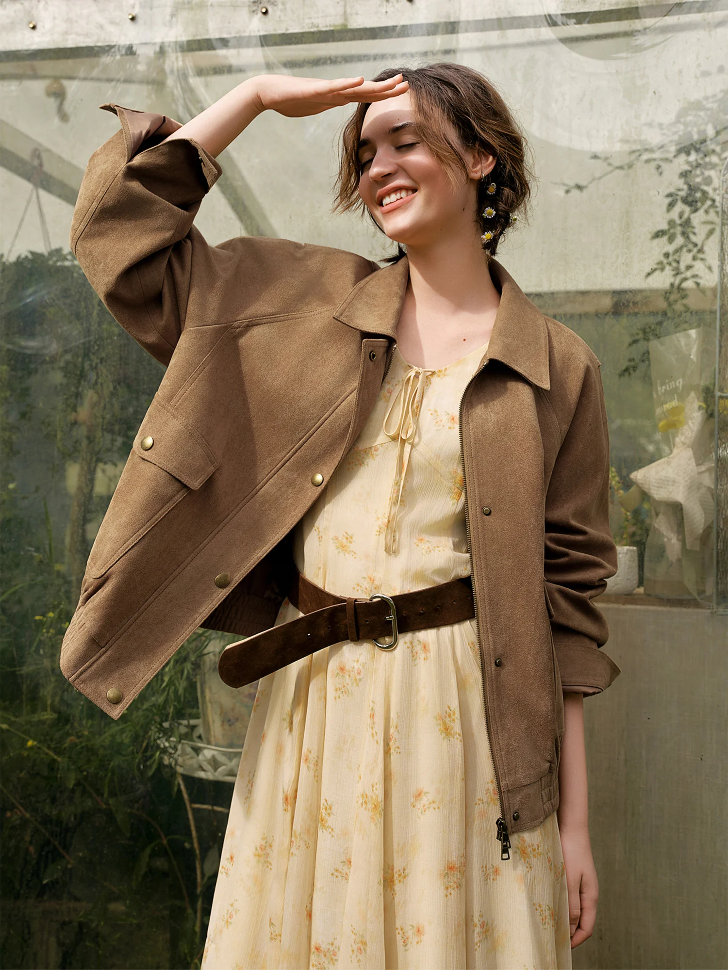 DUSHU 2026 Fall Women's Stylish Raglan Sleeve Cropped Utility Jacket - Vintage Commuter Casual Outerwear for Everyday Use