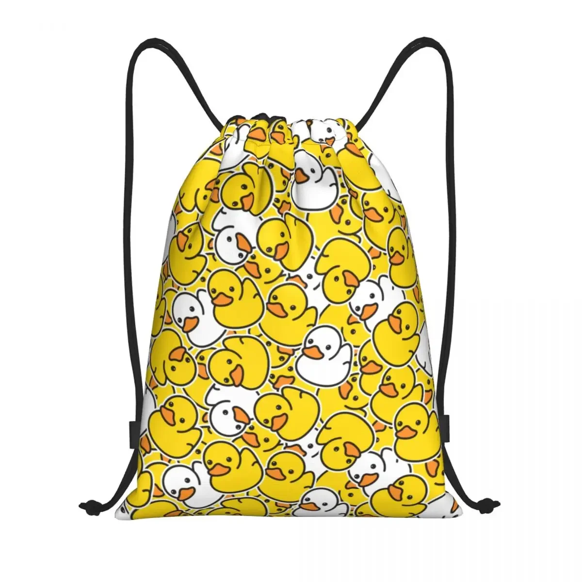 Custom Cute Rubber Ducks Pattern Drawstring Backpack Sports Gym Bag for Women Men Shopping Sackpack