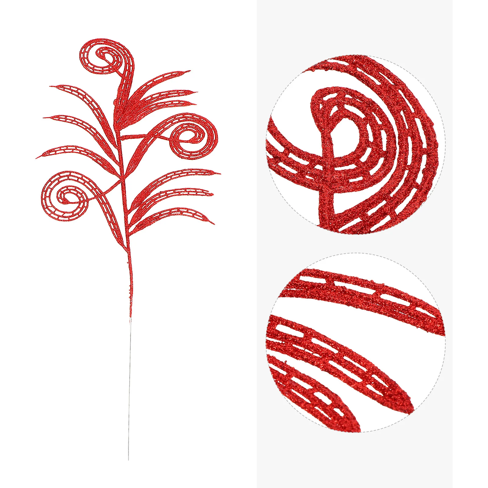 

10pcs Simulation Leaves Christmas Tree Decor Glittered Leaf Reusable Festive Decorative Prop For Xmas Garland Wreath Party