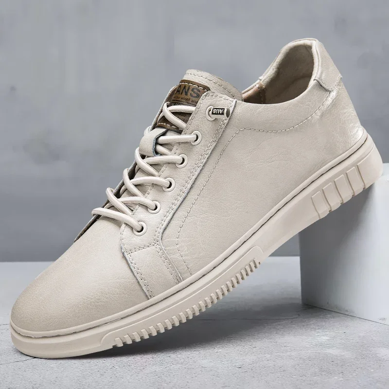 Sapatilhas Respiráveis de Couro Genuíno Masculina, Sapatos Confortáveis de Condução Marca de Luxo Casual Moda Adulo