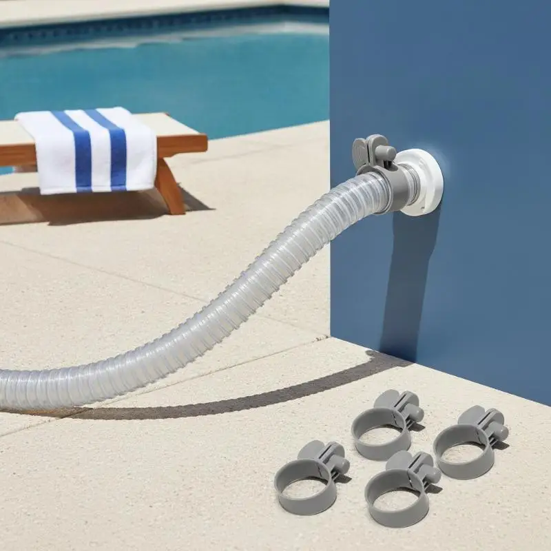 Korrosionsbeständige, verstellbare Kunststoff-Schlauchklemmen 1/4 Stück für die Installation von Wasserschläuchen in oberirdischen Schwimmbecken – Detail 2