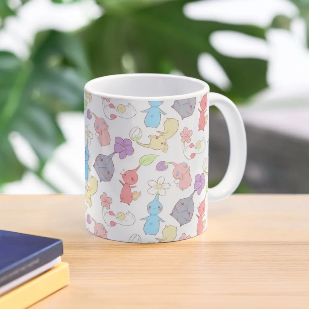 Pikmin Pattern Classic  Mug Cup Image Design Simple Printed Photo Drinkware Handle Round Tea Gifts Coffee Picture