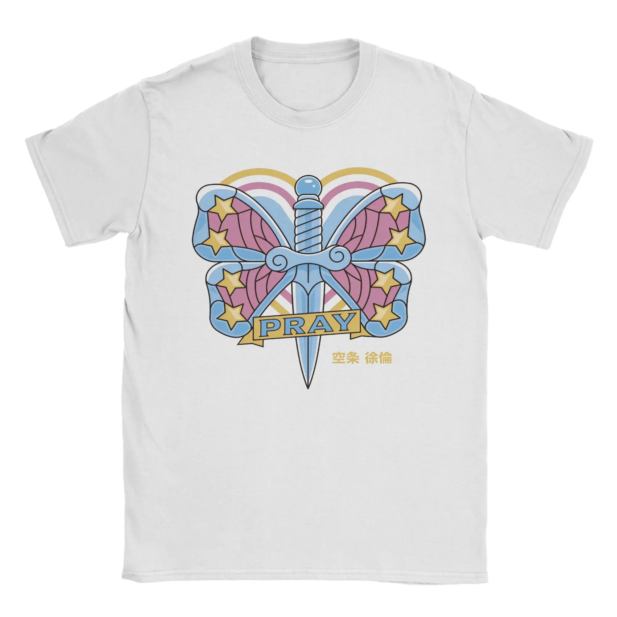 

JJBA Anime Butterfly Knife T-Shirt Beach Vintage T Shirts Cotton Hipster Tee Shirt For Men's Short-Sleeved Casual Clothing