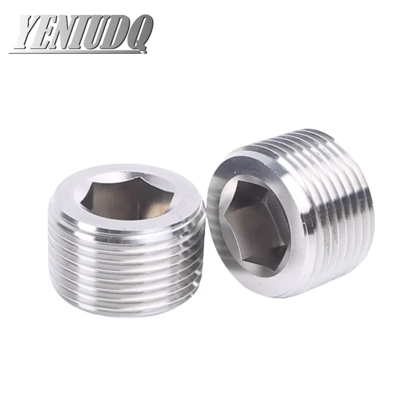 

304 Stainless Steel Inner Hexagon Pipe Connector 1/8 1/4 3/8 1/2 3/4 1 2 BSP Male Thread Countersunk End Plug Pneumatic Fitting