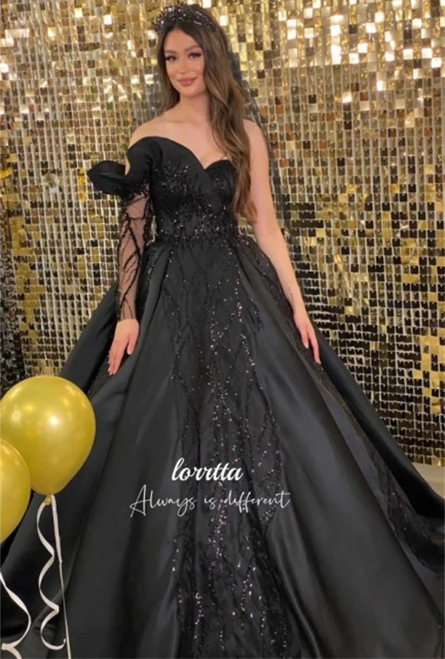 Lorrtta Luxurious Bead Embroidery Decoration Eid Al-fitr Evening Dress Fluffy Black Luxury Dresses 2024 Gala Prom Clothes Women