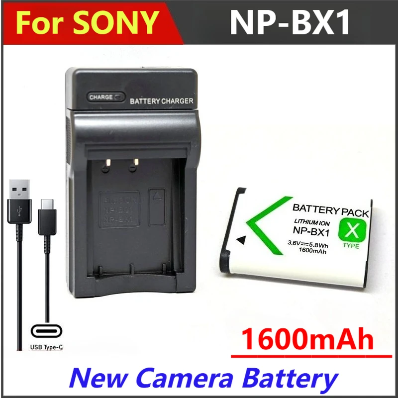 

1600mAh NP-BX1 NPBX1 Battery Charger For SONY FDR-X3000R HDR-AS300R RX100 M3 M2 M7 M6 RX1R HX400 HX50 HX60 WX300 WX350 AS15