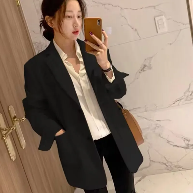 Autumn Luxury Blazer for Women 2024 Elegant Korean Women\'s Blazer Jacket Fashion Female Long Coats Splice Office Lady Clothes