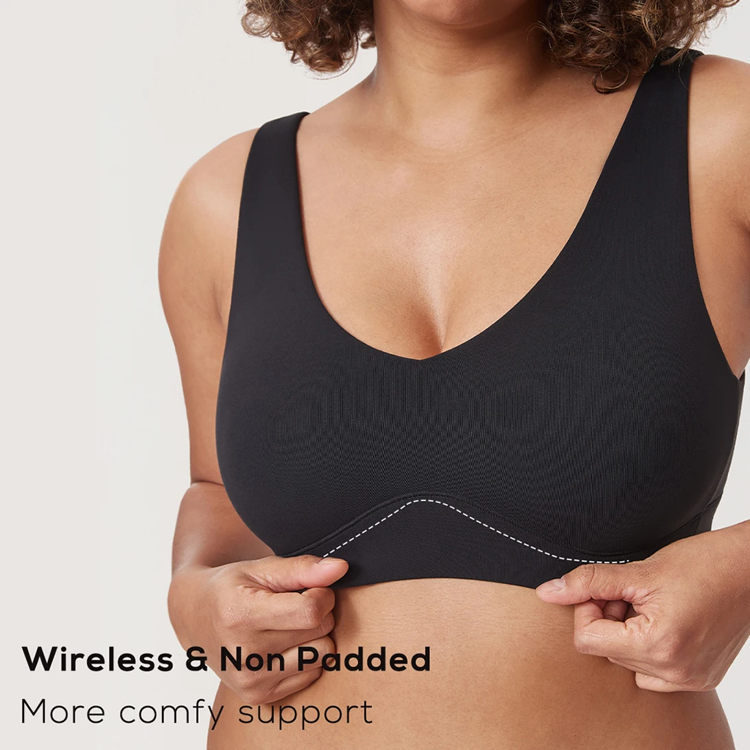 Women\'s Cozzifree Plus Size Wireless Bralette V Neck Full Coverage Seamless Tshirt Bras Unlined Bra Soft Wide Straps