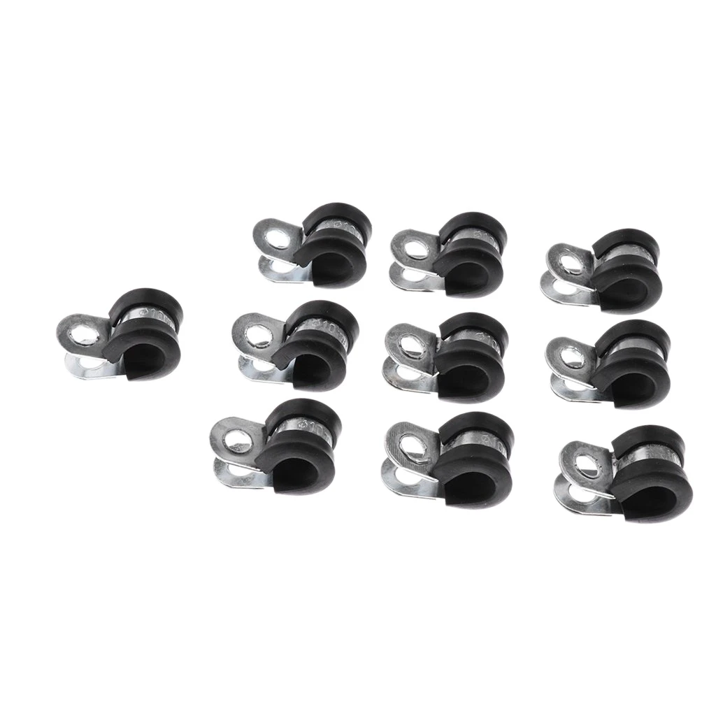 10 Pieces 3/8 Inch 10mm Fuel Line Hose Clamp Clip Fastener Rubber