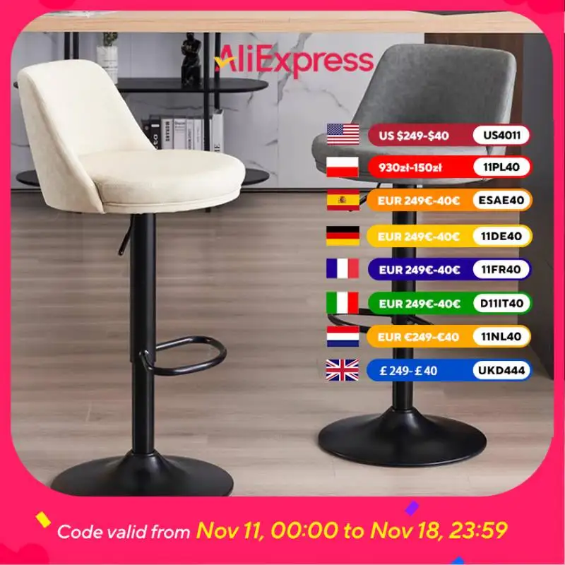 

Black Swivel Bar Stools Adjustable Back Metal Minimalist Cheap Bar Stools Modern Unique Elegant Sillas Para Barra Bar Furniture