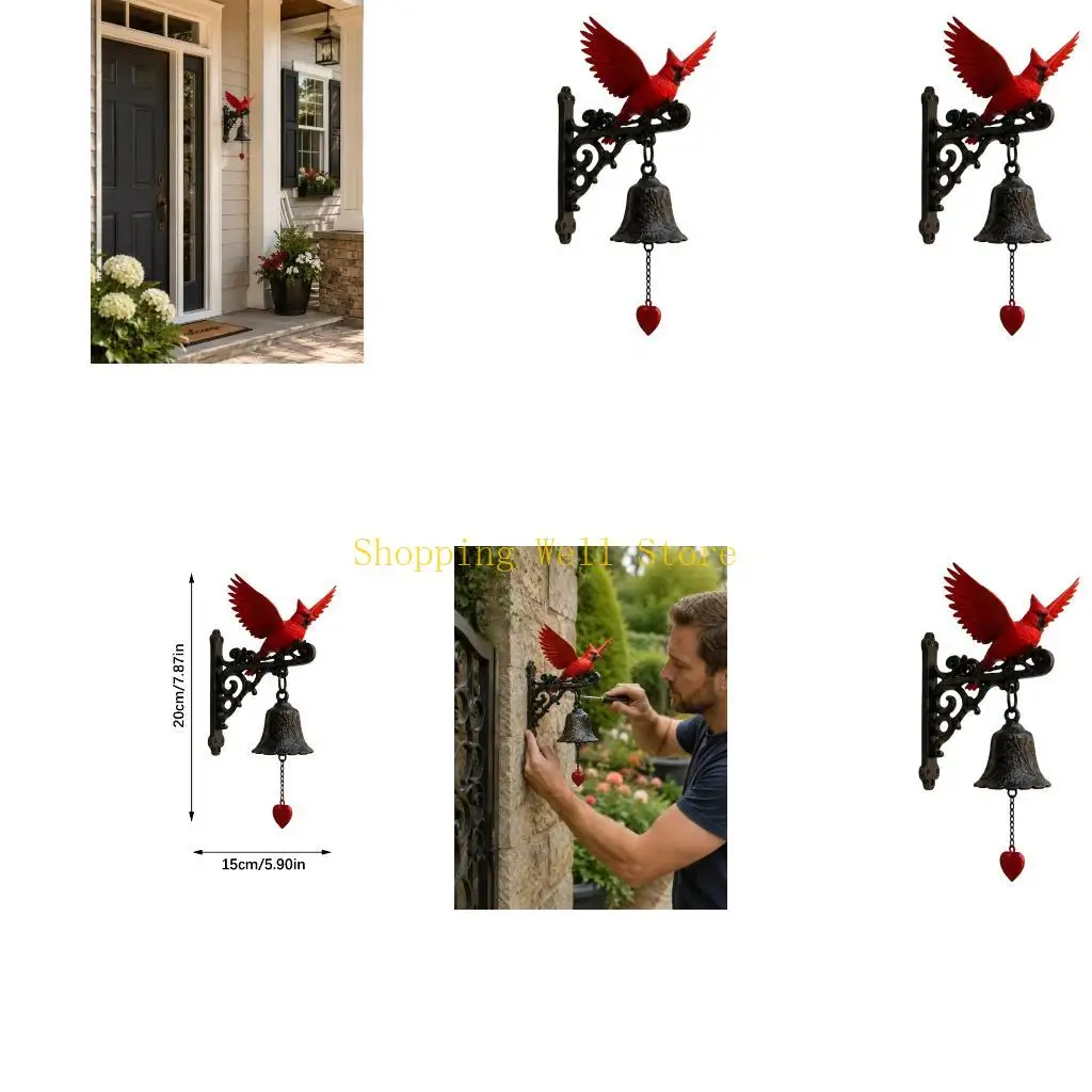 KX4B Bird Garden Wind Chimes with Wall-Mounted Frame, Layered Drop Detail, PET Porch Display Piece, Home Outdoor Decorative