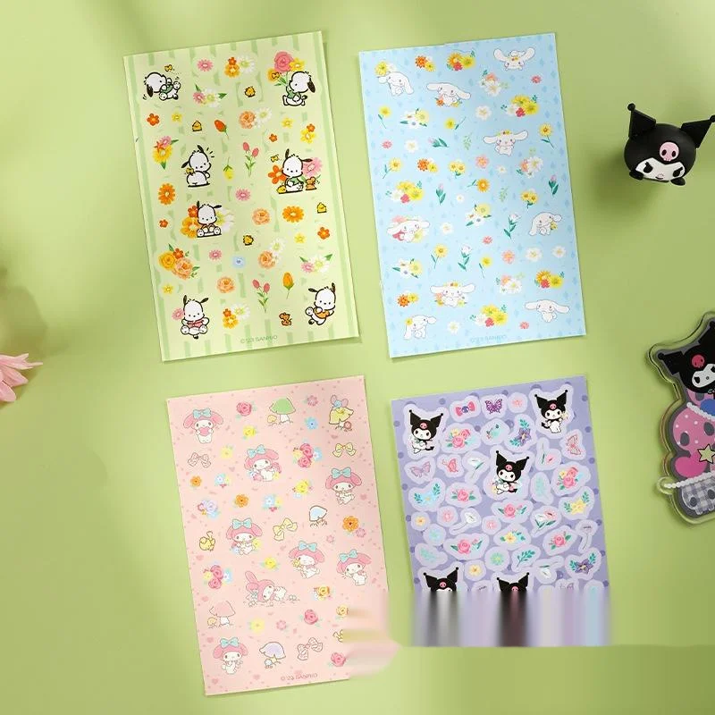 10pcs Sanrio Kuromi Pendant Kawaii Guka Stickers Set Wholesale DIY Pictures Stickers Decorations Student Cartoon Pochacco Gifts