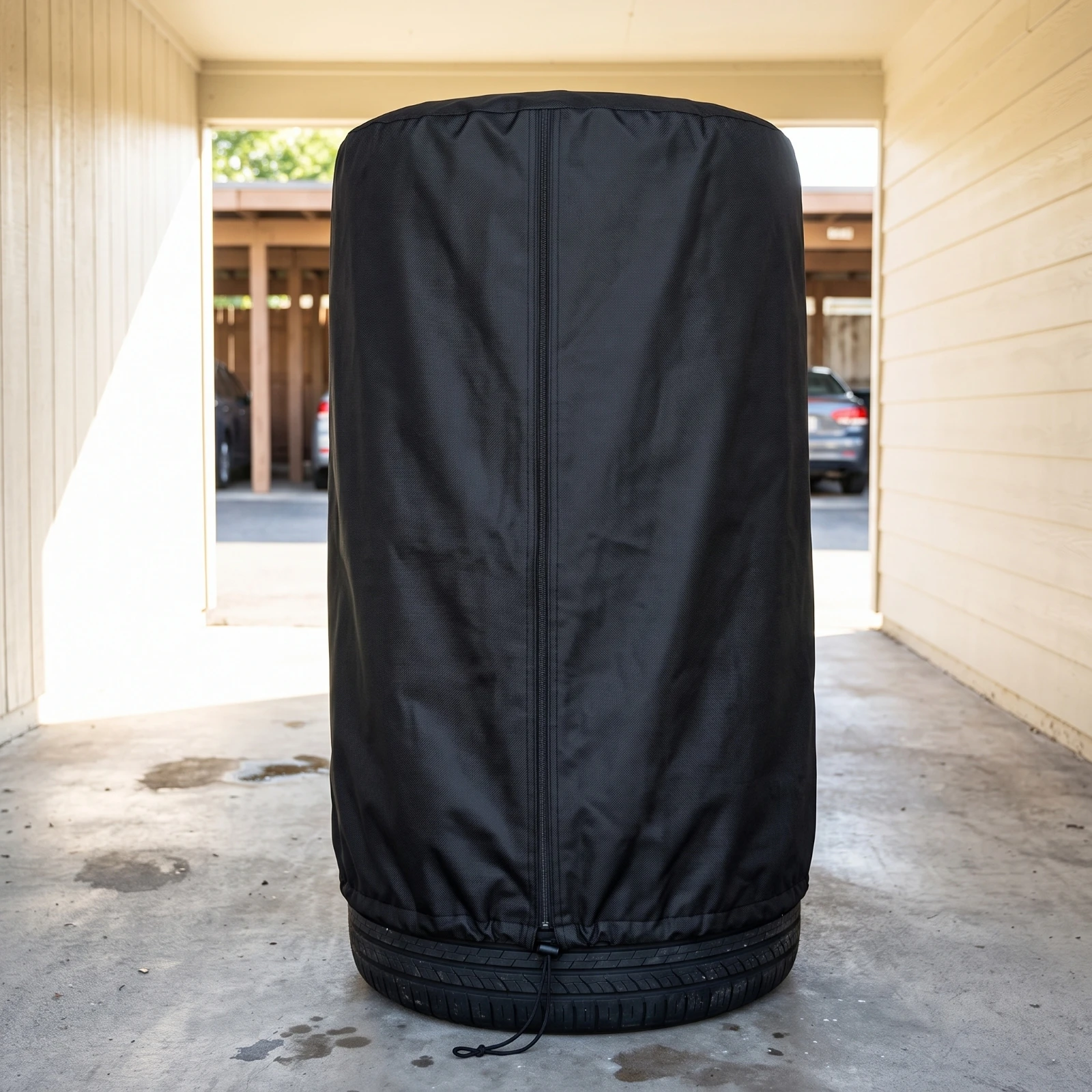 Tire Cover with Zipper Weatherproof Tire Cover with Drawstring Zippered Outdoor for Car Owners, Garage, Trunk