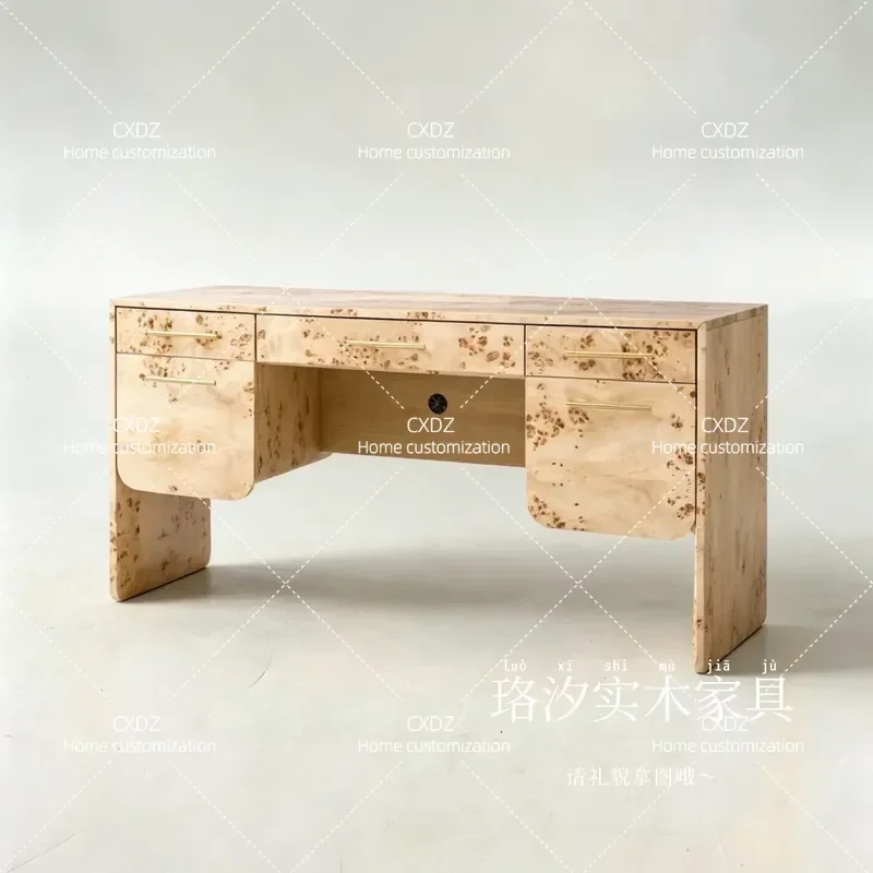 Solid Wood Desk Modern Simple Writing Table with Multi Drawers High End Storage Computer Desk for Home Office Study