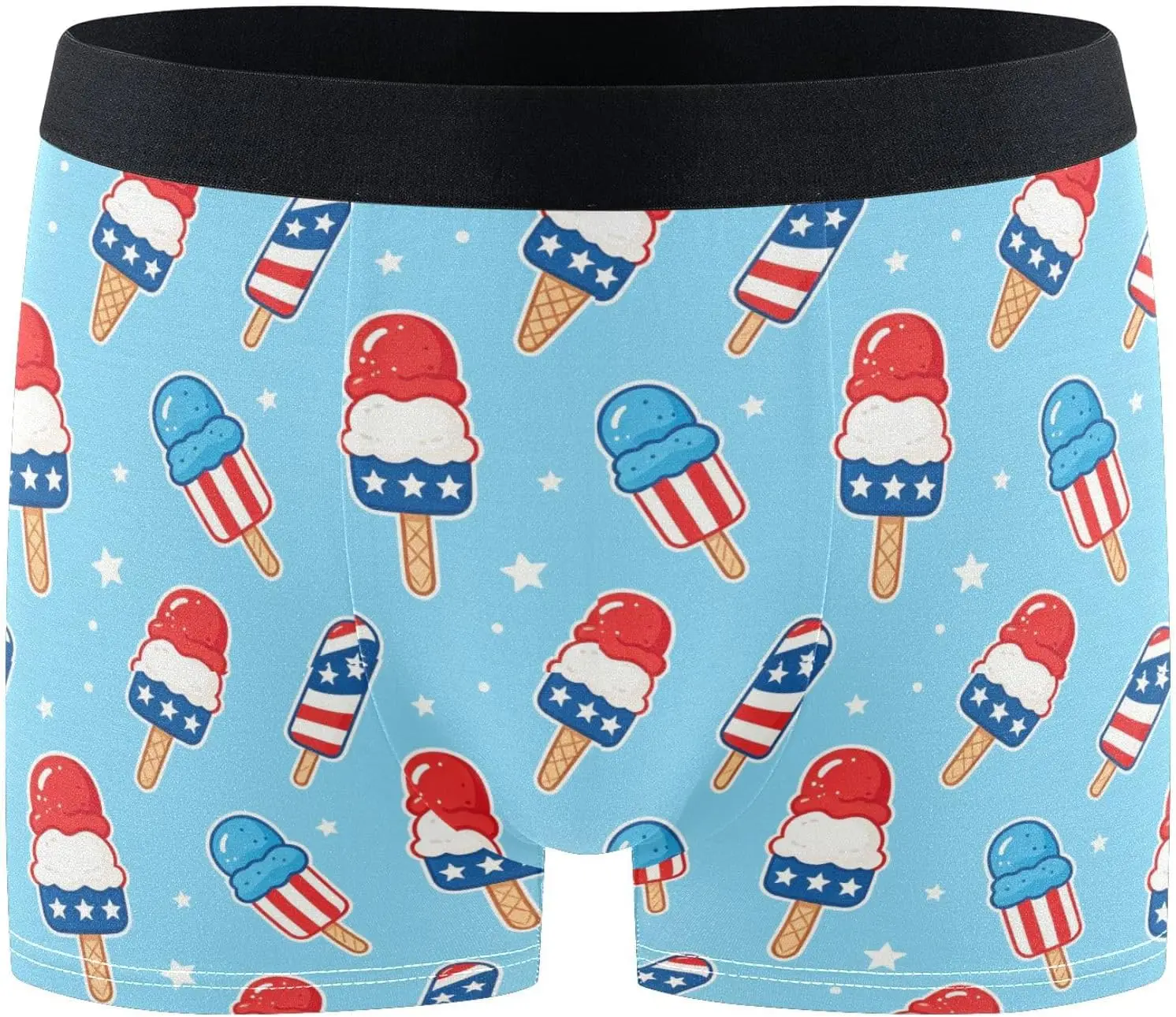 Mens Boxer Briefs Soft Breathable Underwear for Men Red White Blue Ice Boxers Shorts S-XXL