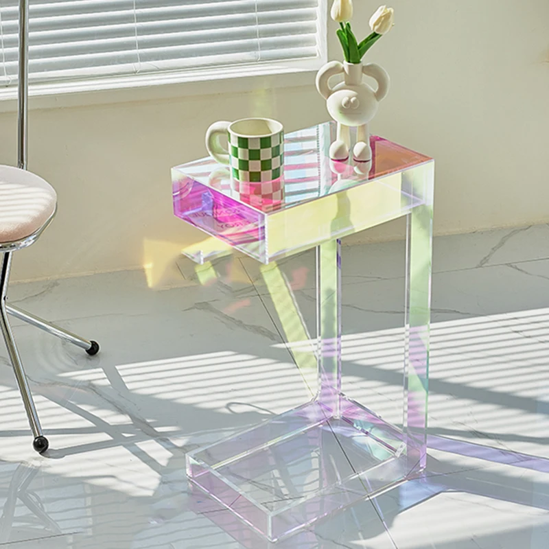 

Nordic Unique Acrylic Table Salon Makeup Desk Living Room Sofa Tables Wall Entryways Nightstand Mesa Auxiliar Salon Furniture