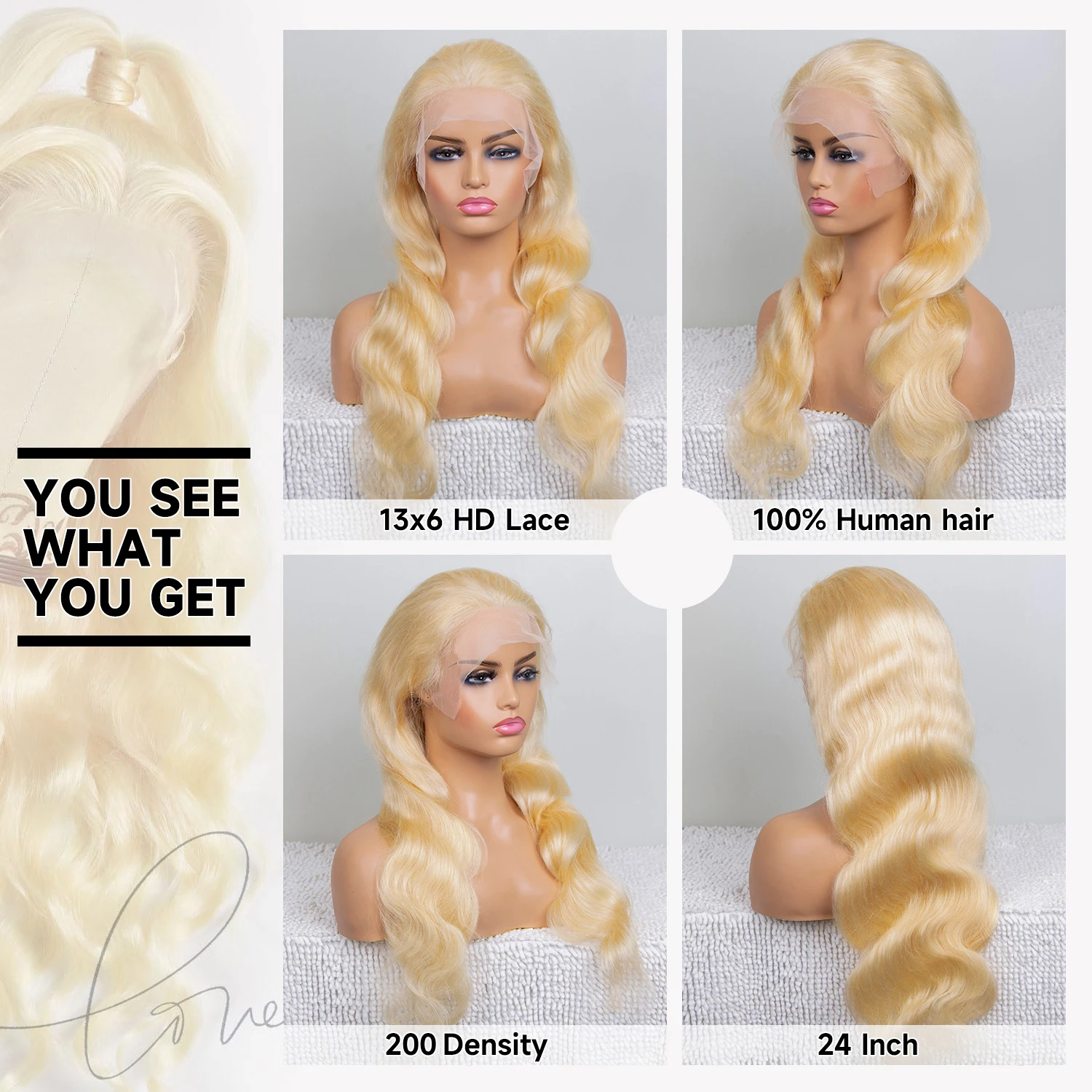 Honey Blonde 13x4 13x6 360 HD Lace Frontal Wig 613 30 40 Inch 250 Density Body Wave Human Hair Wigs Pre Plucked For Black Women image 3