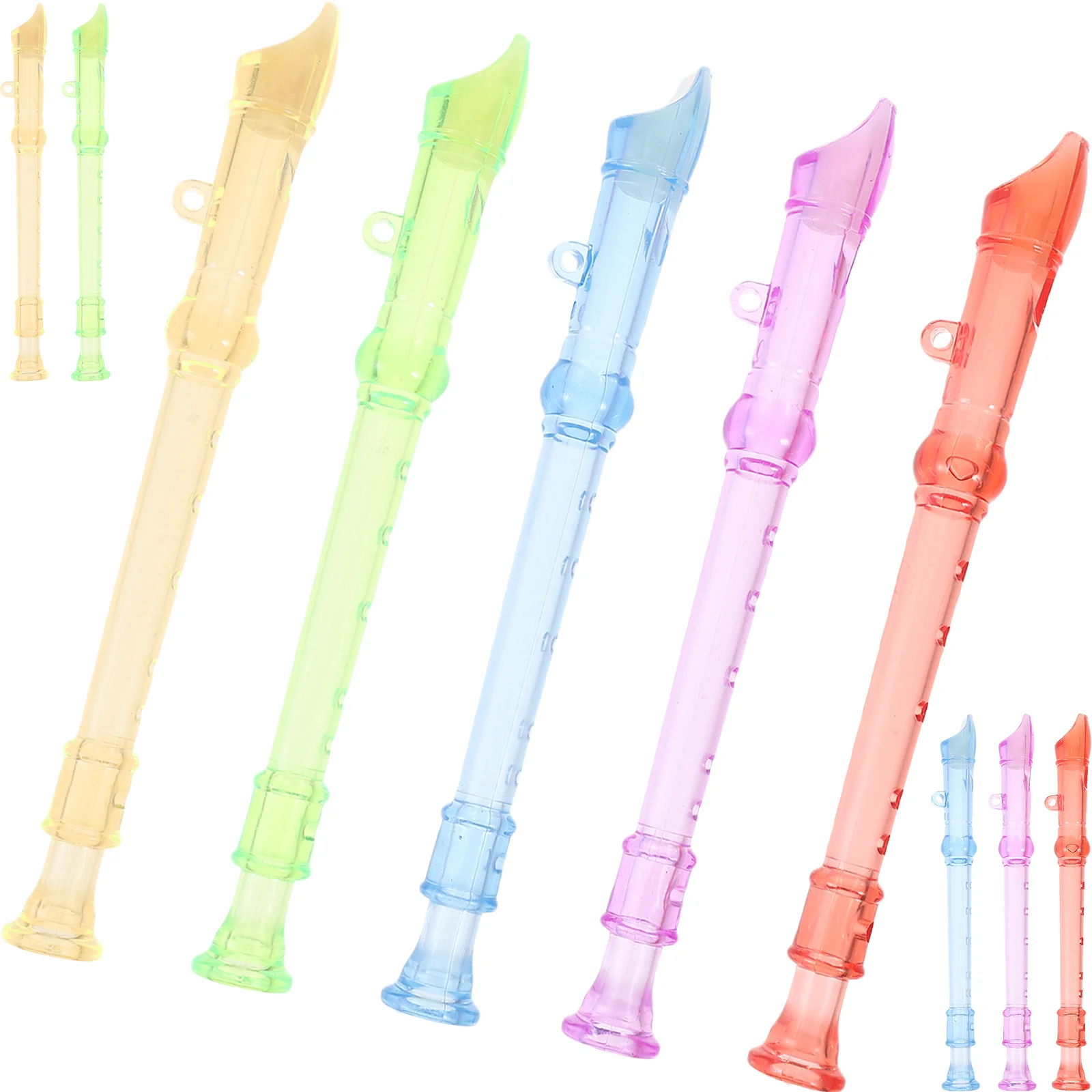 

10 Pcs Transparent Small Flute for Early Childhood Education Kids Musical Instruments Mini Toys Recorder 6 Holes Plastic