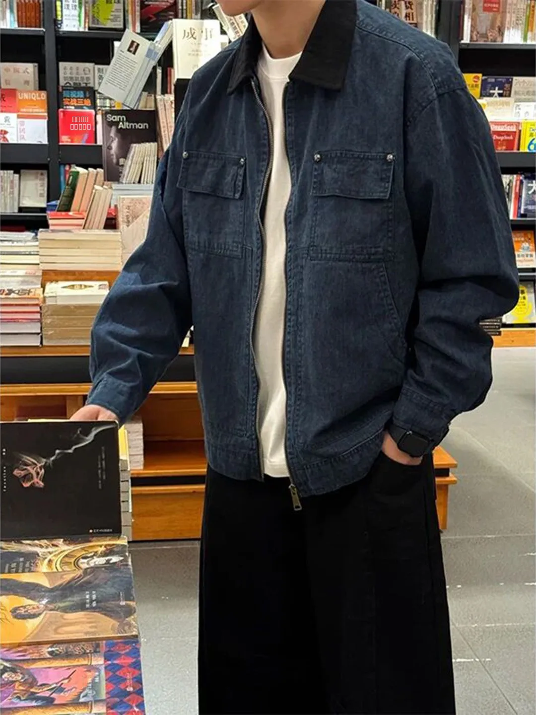 

American Sle Heavyweight Pure Cotton Men's Denim Jaet Early Autumn Vintage Detroit Collar Workwear Baseball orm