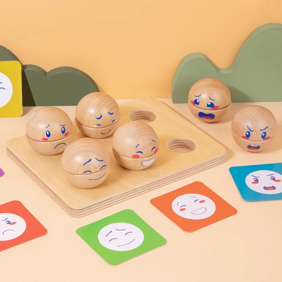 Set di uova emozionali in legno per bambini Giocattoli educativi Montessori Espressione Gioco di blocchi di abbinamento Giocattoli per l'apprendimento precoce per bambini