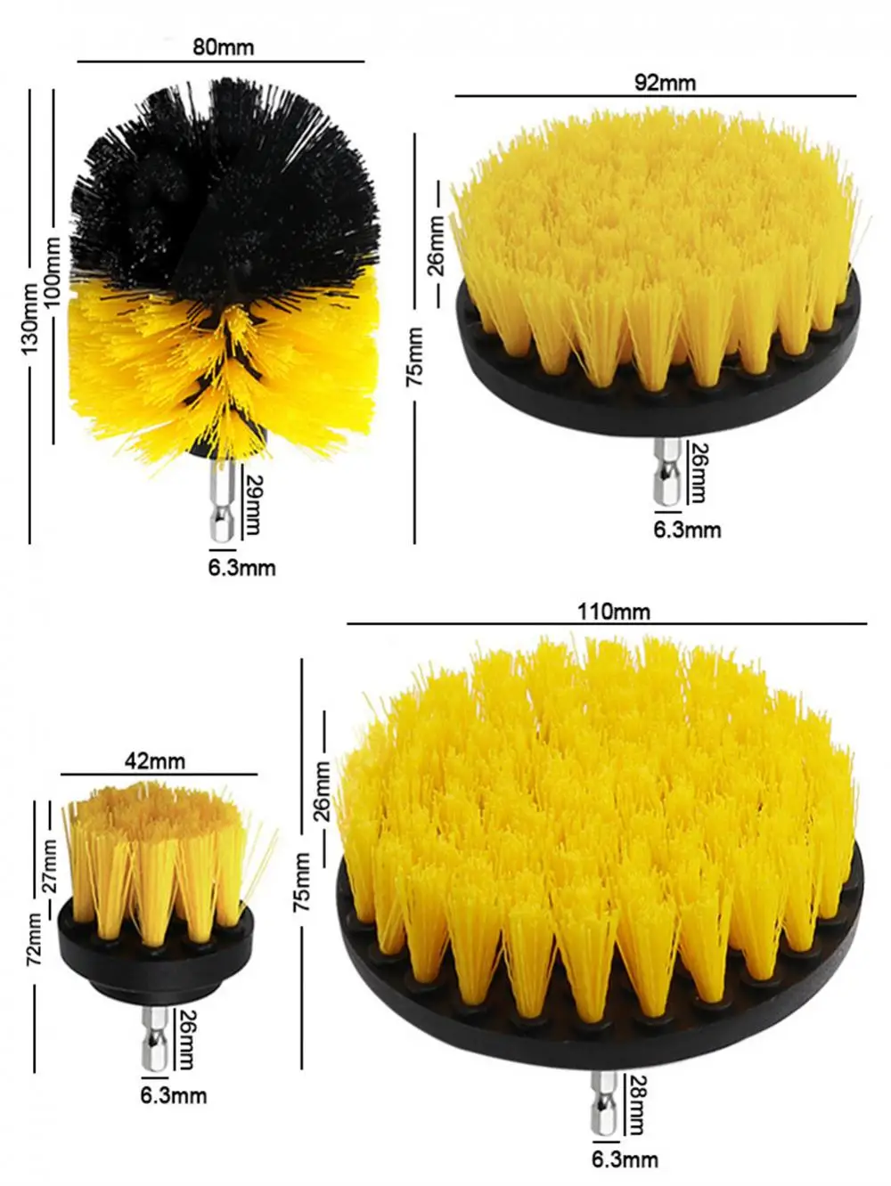 Cleaner Scrubber Brush Round Nylon Electric Drill Brush Rim Brush 2/3.5/4/5inch Car Detailing Brush Car Accessories Universal