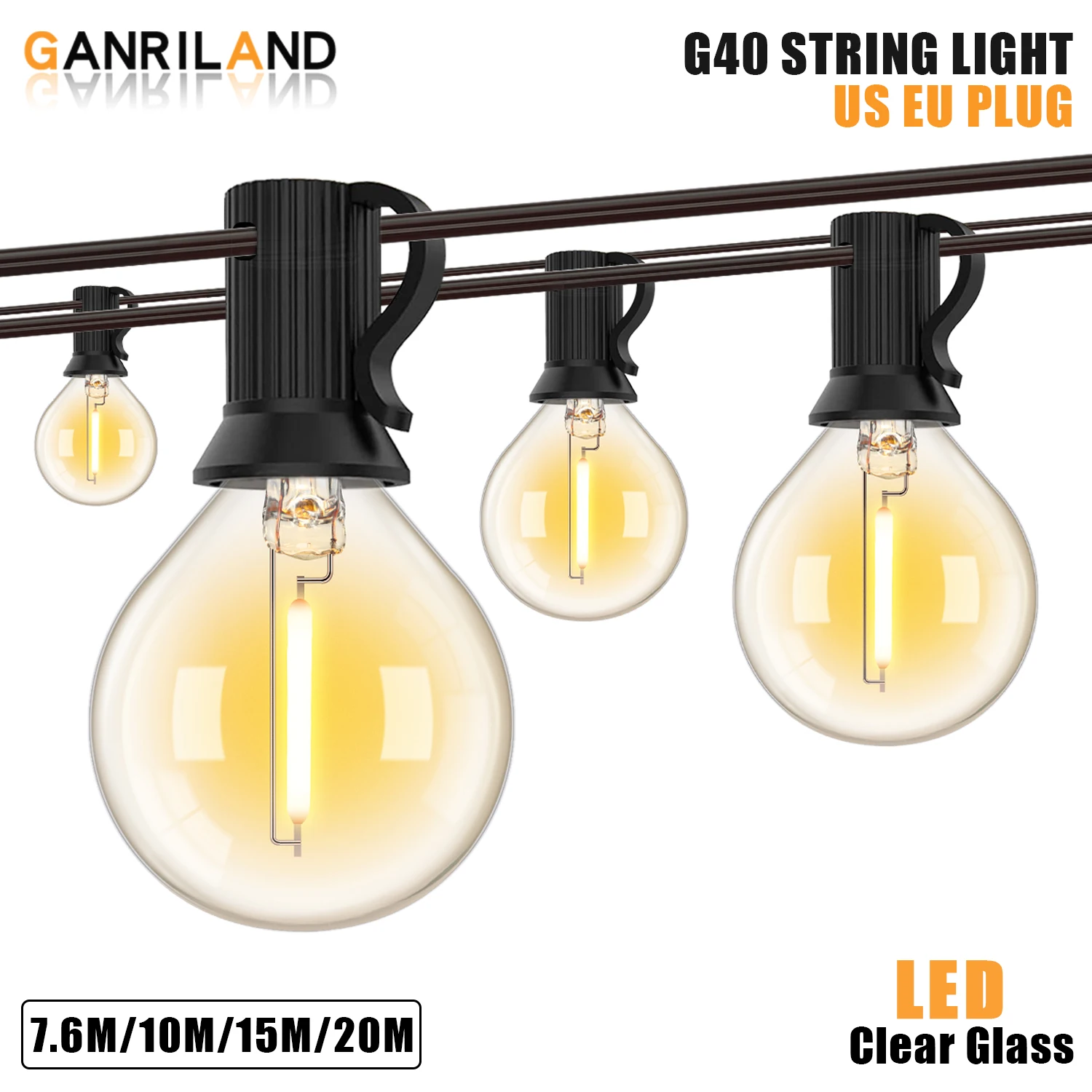 impermeavel guirlanda string luzes globo lampadas led plug ue conectavel fada luz corrente para jardim quintal tomada e12 g40 01