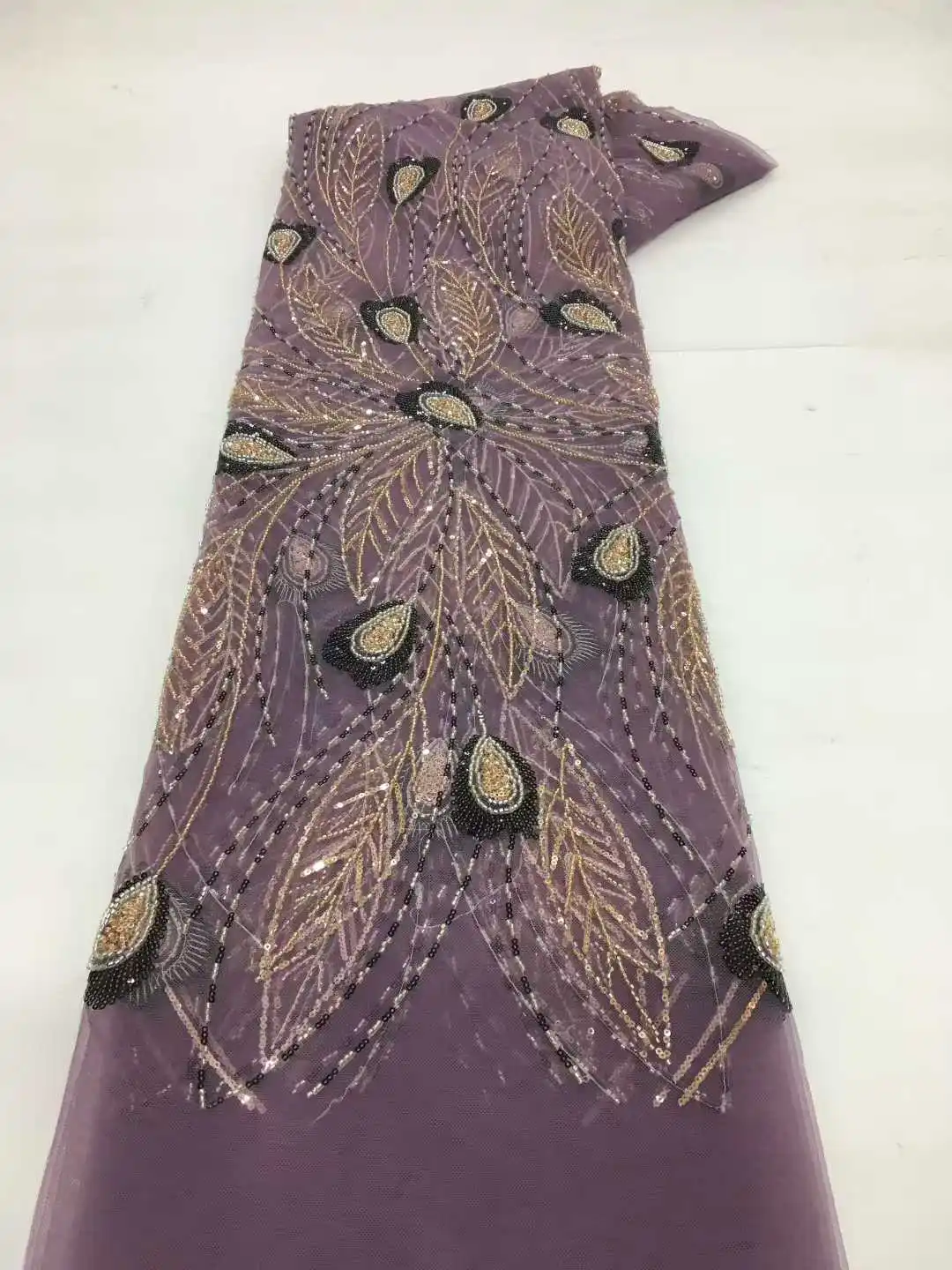 

African Groom Lace Fabric 2025 High Quality Lace French Tulle Sequins Embroidery Lace Beaded Lace Fabric For Party Dresses Women