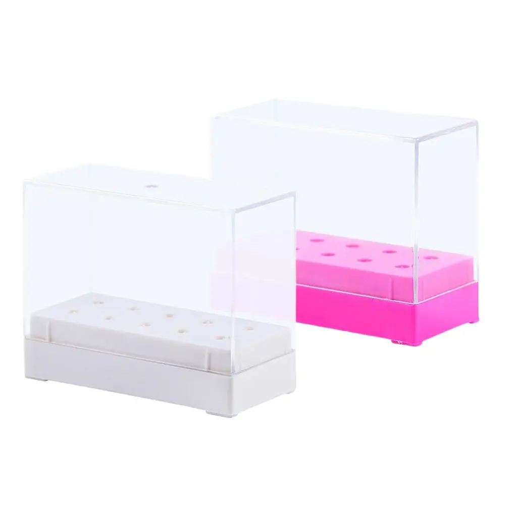 Storage Box Display Stand Container, Acrylic Manicure Tools Organizer Case Holder, 10 Holes, Optional Colors