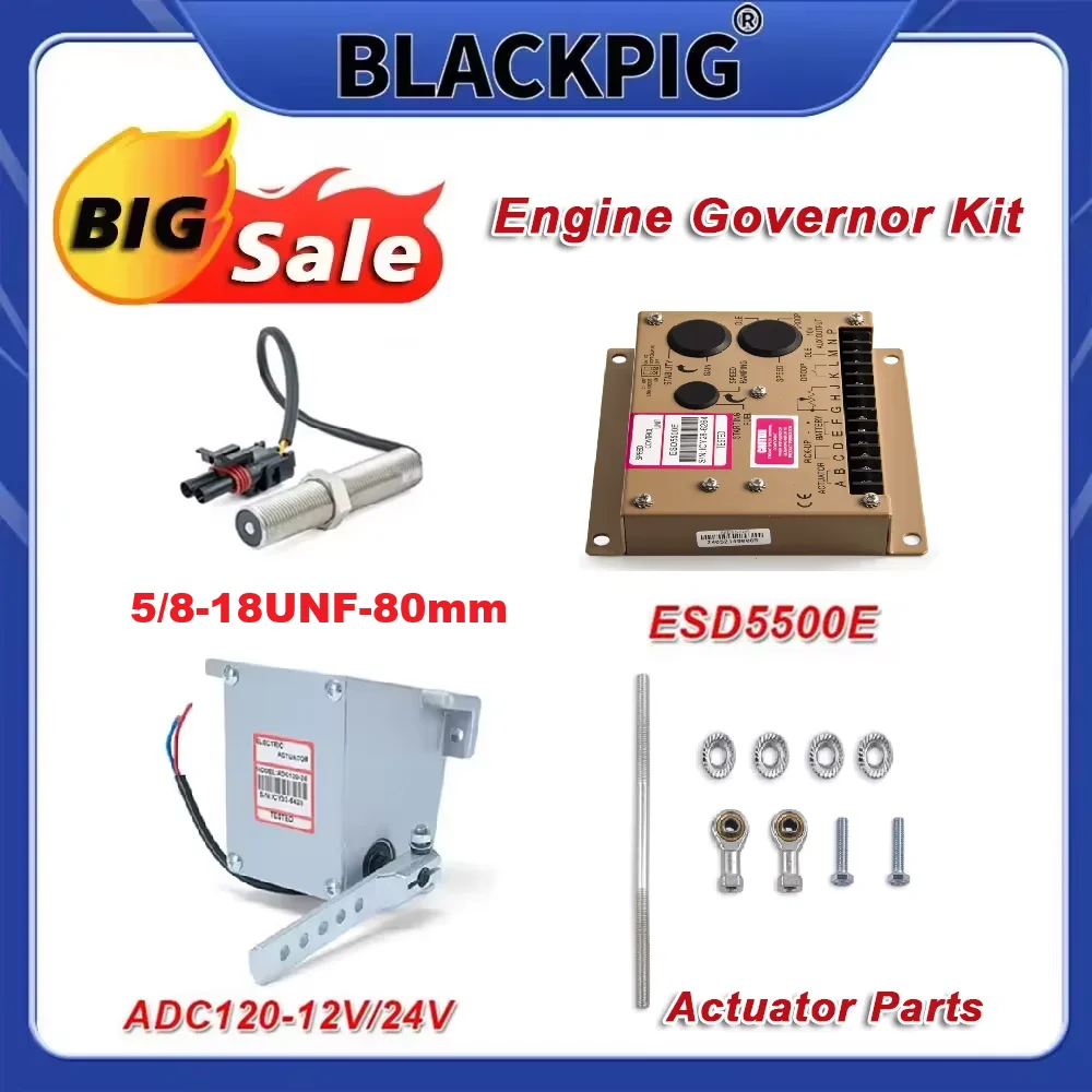 Three Items Generator Engine Governor Kits ADC120 Actuator ESD5500E Speed Controller 5/8-18UNF-80mm PickUp Magnetic Speed Sensor