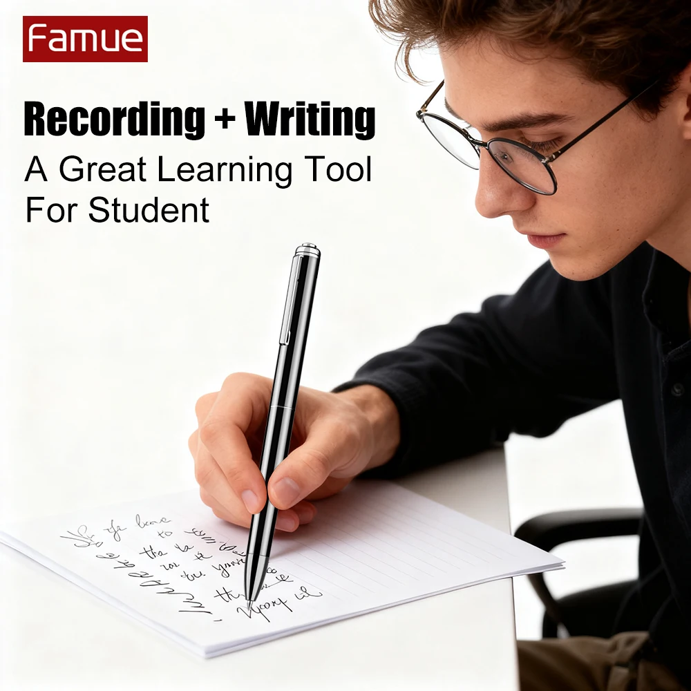 Famue Pen مسجل صوت تسجيل بلمسة واحدة أثناء الكتابة 1536KBPS HD إلغاء الضوضاء فئة اجتماع مكتب مساعد OTG Outpu #1