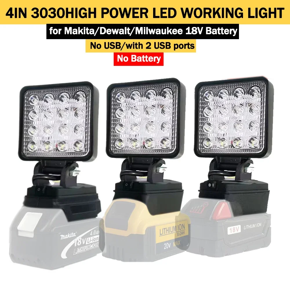 

Led Light Portable Spotlight Cordless Outdoor Work Fishing Handheld Emergency ToolLight Fit//18V Battery
