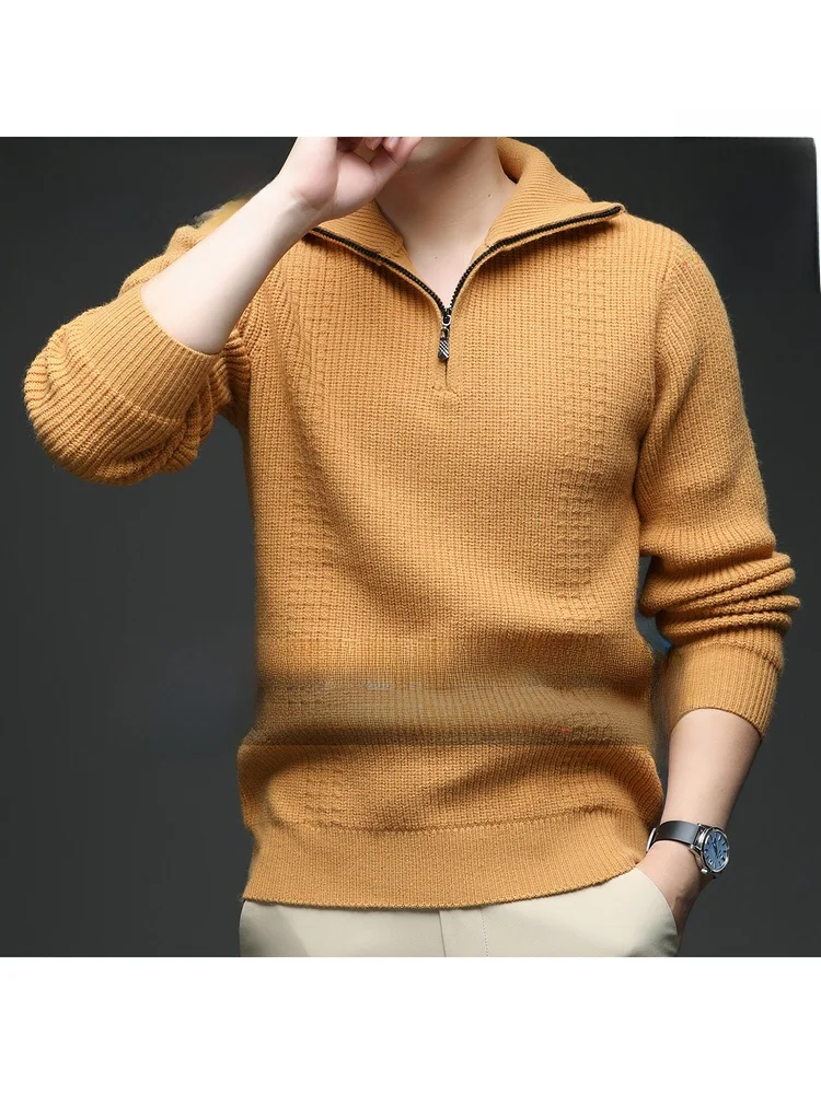 

Winter Men's Long Sve Knitted Wool Sweater Casual Loose Fit Zipper Decorated Soft Comfortable Busin Casual Sle Home Wear