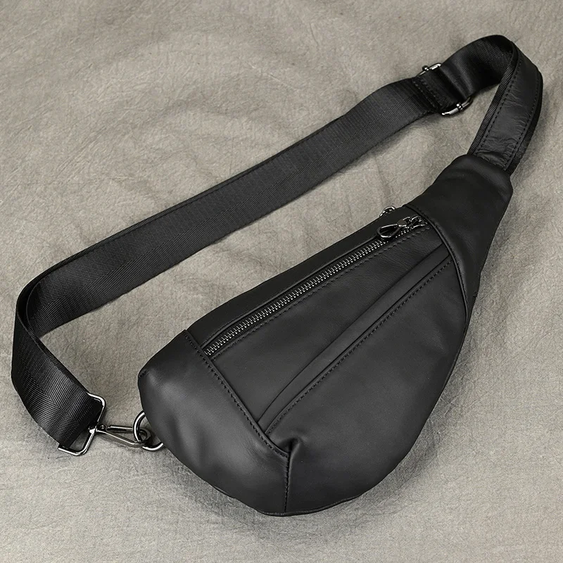 Miękka skóra bydlęca męska torba na klatkę piersiową prawdziwa skóra męska torba piersiowa mała torba typu Crossbody torba ze sznurkiem z