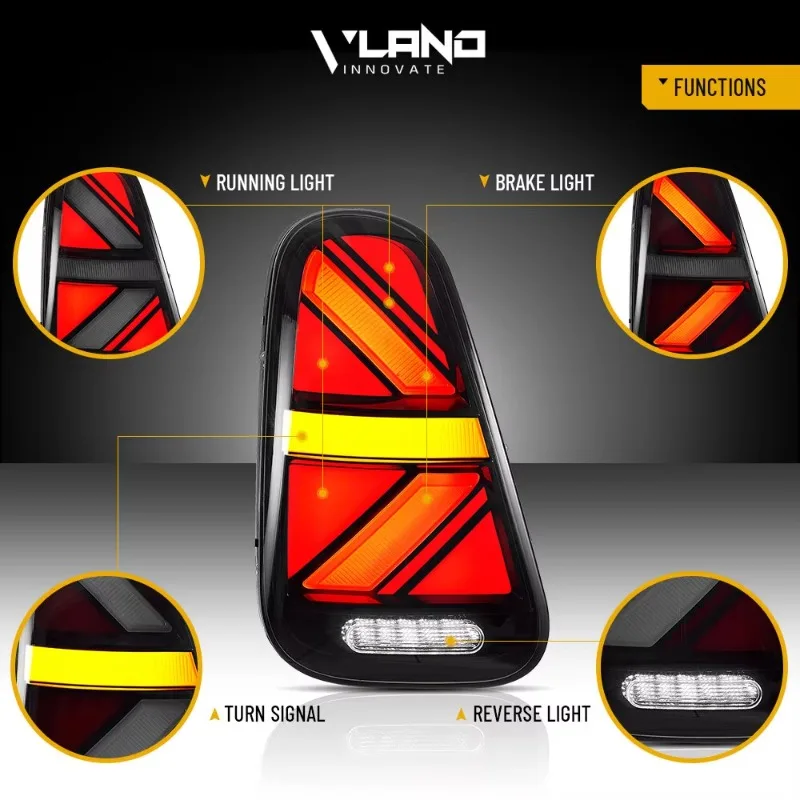 Clear LED Rear Tail Lights For Mini Cooper R50 R52 R53 2001-2006 w/Startup,enhancing the car's personalization and safety